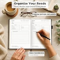 Vista 3 de JXSELECT Diario de Lectura Elegante - Registro de 60 Reseñas de Libros con Portaplumas y Bolsillo Trasero - Rastrea tu Progreso de Lectura - Regalo
