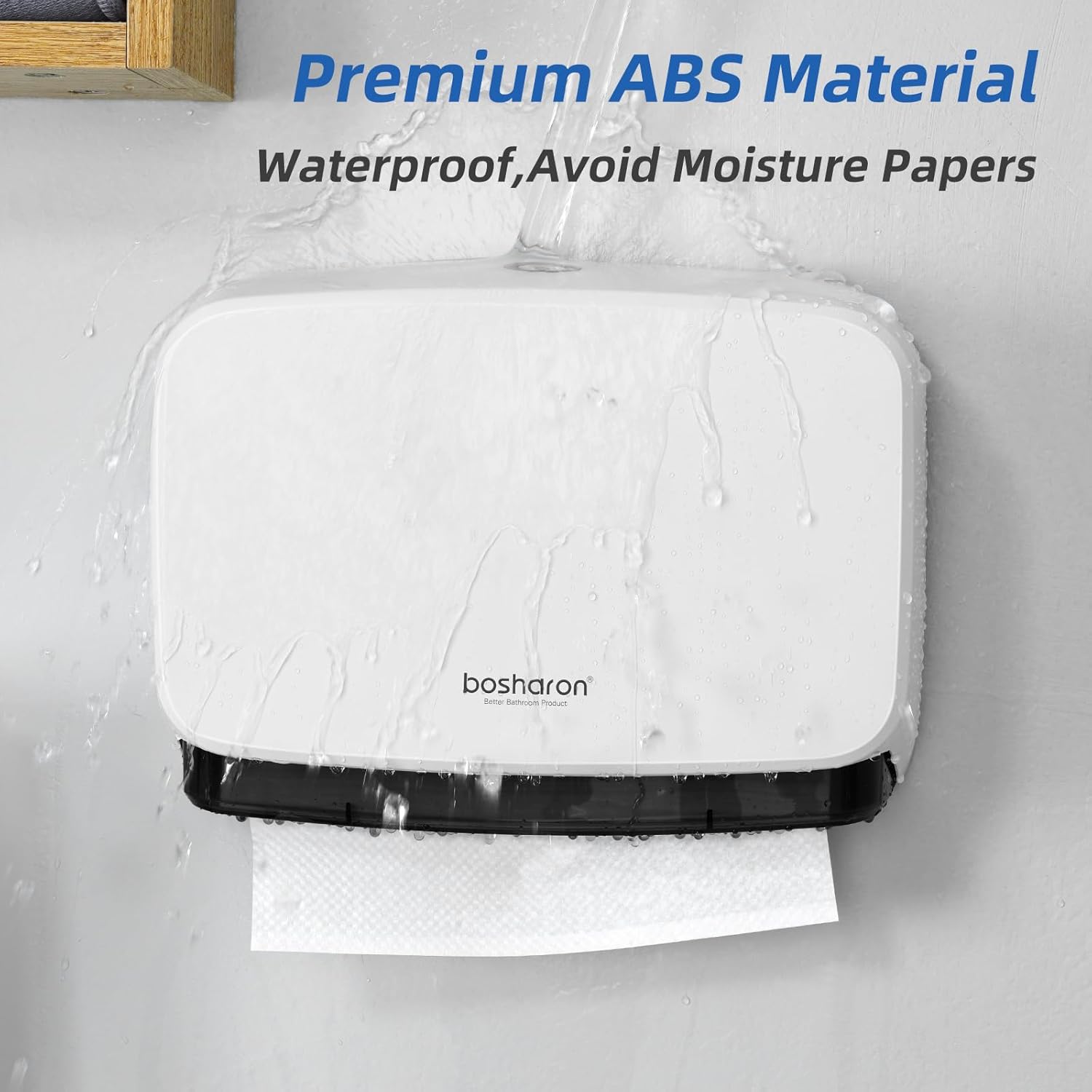 Paper Towel Dispenser Wall Mount, Multifold Trifold C Fold Commercial Hand Towel Dispenser with Lock, Adhesive No Drilling Tissue Dispenser for Bathroom Kitchen Office (White)