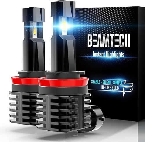BEAMTECH Bombillas LED H11, sin ventilador en línea H8 H9 6500K 12000LM 60W xenón blanco halógeno reemplazo de 2