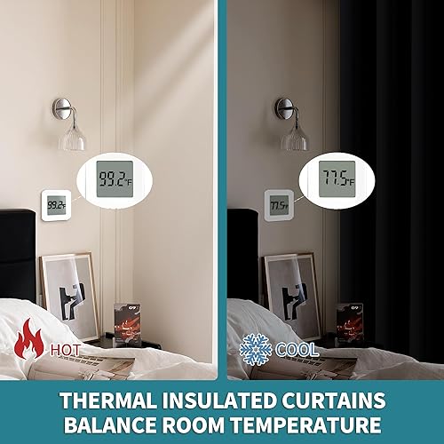 Miniatura 4 de BGment Cortina opaca negra de 63 pulgadas de largo, aislamiento térmico para oscurecer la habitación, cortina individual para sala de