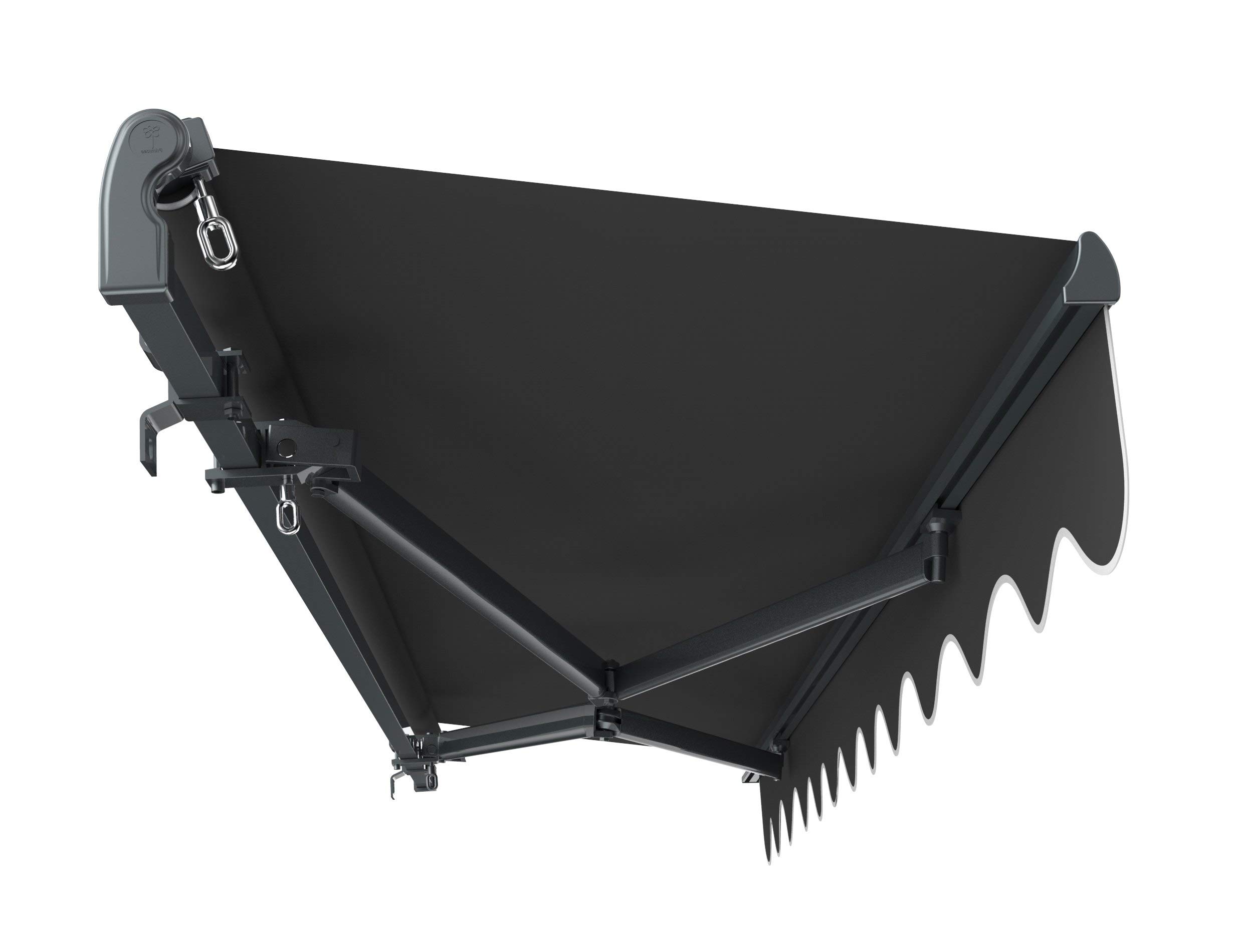 Primrose 3m x 2.5m Standard Manual Charcoal Cassette Patio Awning Complete with Fixings and Winder Handle (Charcoal)