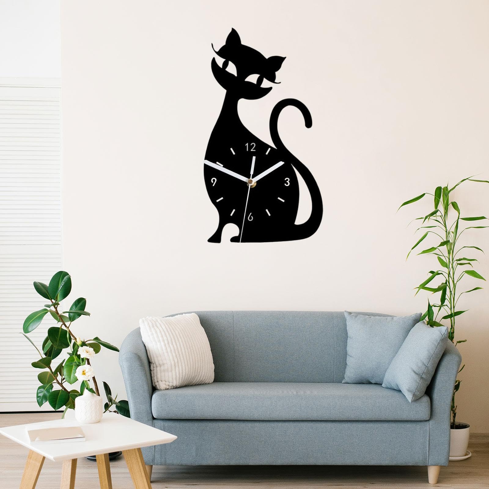 Wanduhr Katze Mit Schwingendem Schwanz 51cm - Leise Quarzuhr Für Kinderzimmer