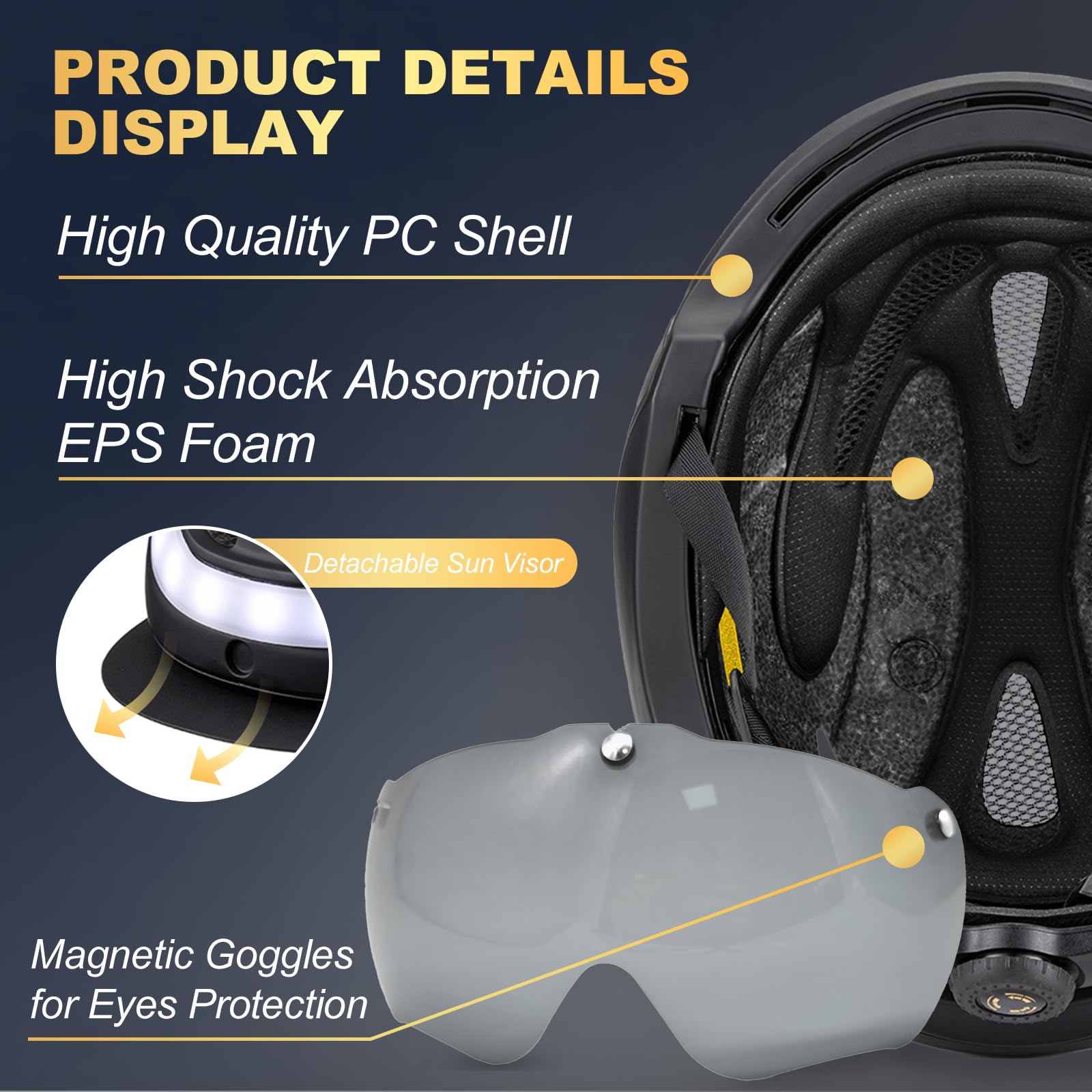 Favoto Casque de Vélo avec Lumière Arrière pour Homme Femme Adulte Circonférence Réglable Visière Amovible