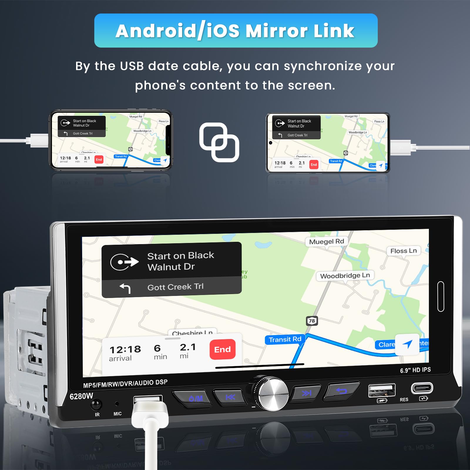Inefala Autoradio 1 DIN Android 15 – 6.9" Touchscreen, CarPlay Wireless, WiFi, GPS, FM, Microfono E Telecamera Inclusi