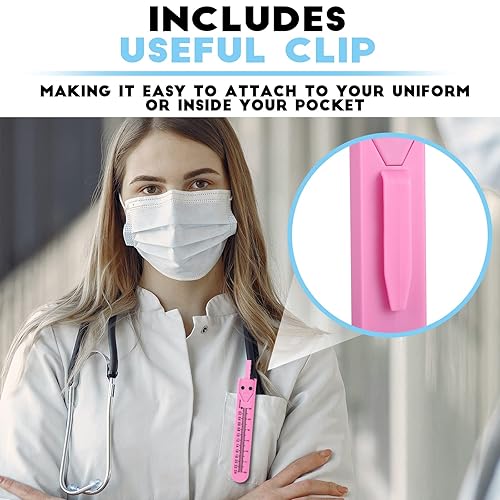 Miniatura 63 de Calibrador de electrocardiograma, herramienta de medición con regla, divisor de dibujo para enfermería (azul, rosa, 2 piezas) Azul, rosado,Negro