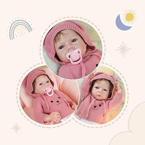 Miniatura 4 de Muñecas de bebé Reborn de vinilo realista de 18 pulgadas, muñecas de bebé Reborn realistas de silicona con kit de alimentación, juego de caja de