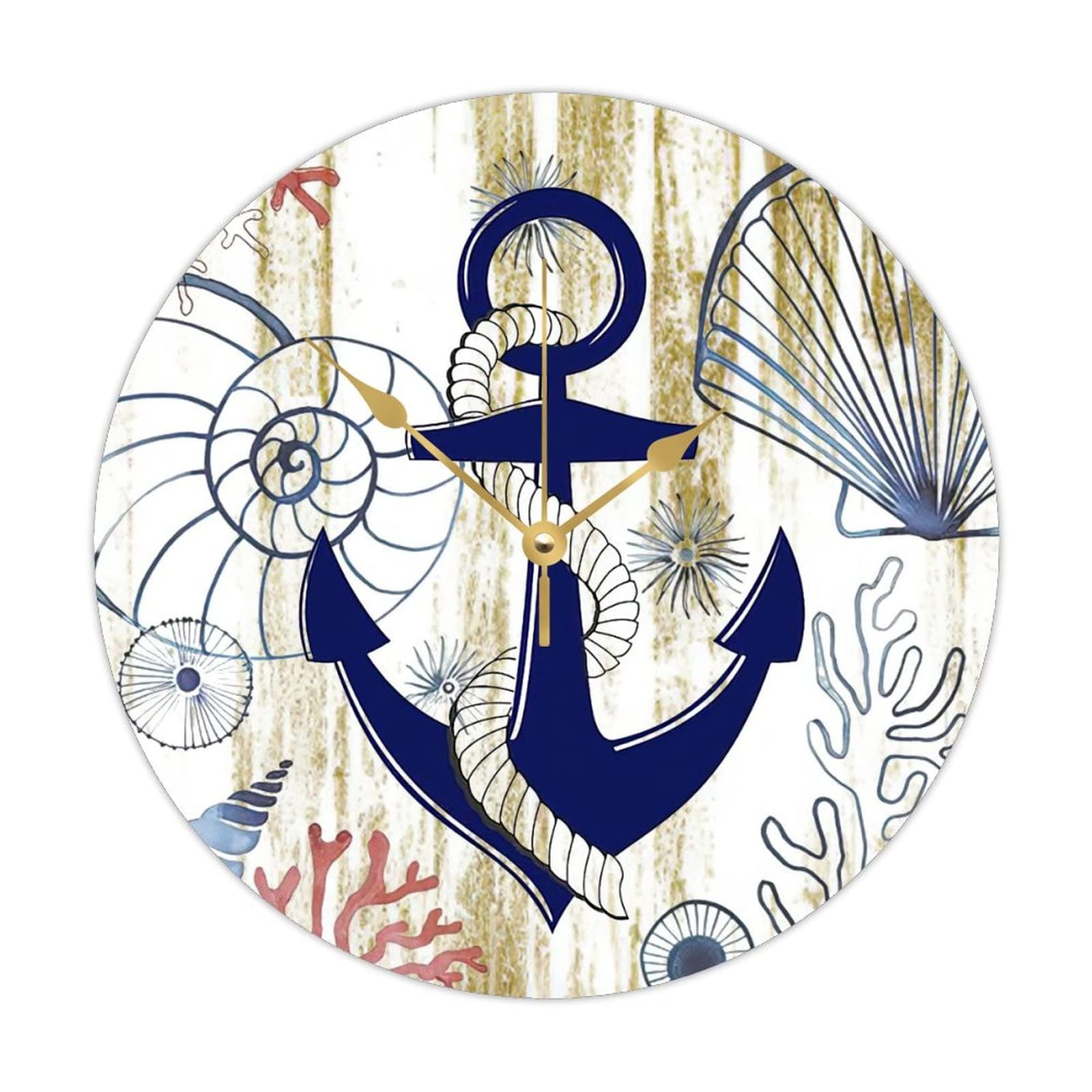 Horloge de cuisine maritime en bois bleu décoration bord de mer