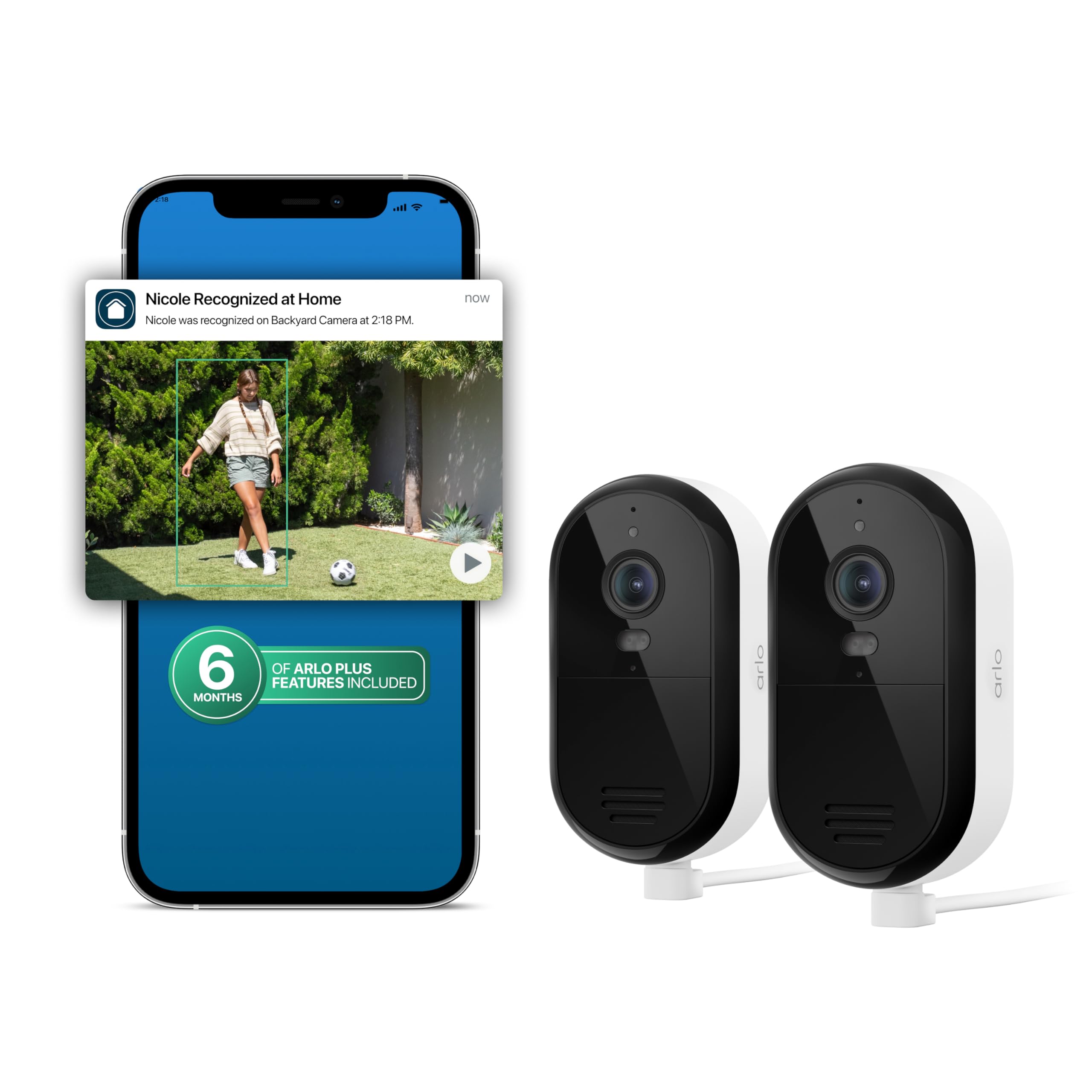Arlo Essential Plug-in Security Camera 2K (3rd Gen) - 2-Cam + 6 Mo Plan