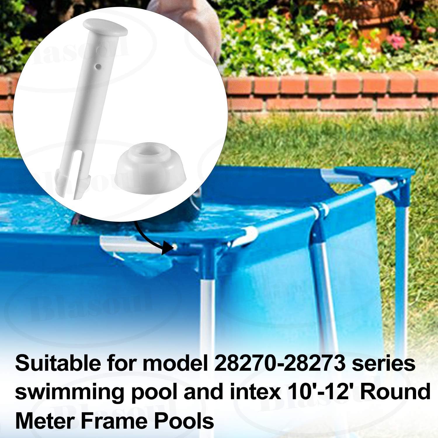 Blasoul Plastic Pool Joint Pins (12 pcs) L: 2.16" for Intex 13ft-24ft (2016 Season & After) Metal Frame Pools with Extra 12 pcs Rubber Seals Pool Replacement Parts: Garden & Outdoor