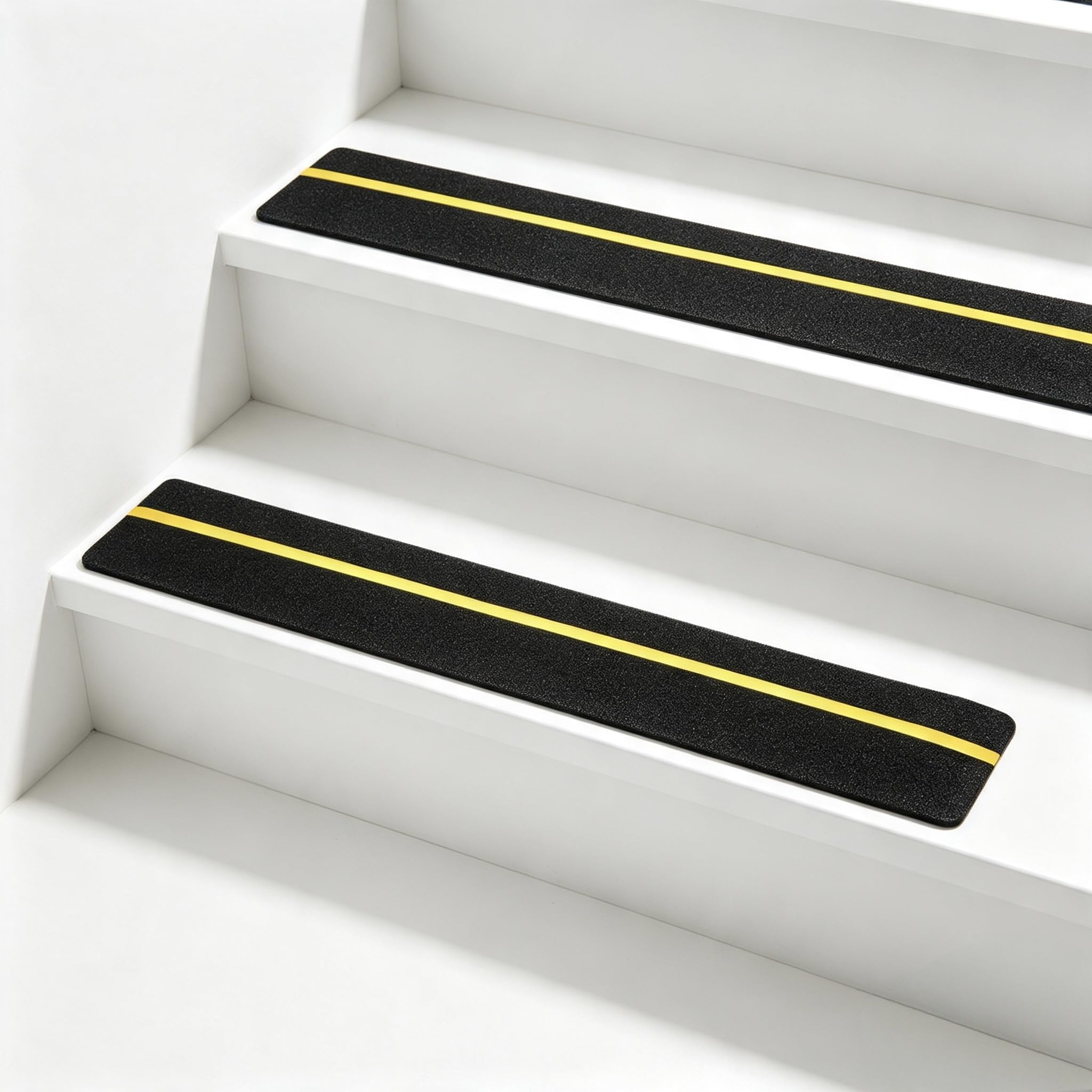 lvifloae 10Pcs Glow in The Dark Anti‑Slip Traction Treads, 4×24in Non Skid Adhesive Stair Step Tapes, High Friction Abrasive Safety Treads for Indoor Outdoor Steps Ladders Ramps (Yellow)