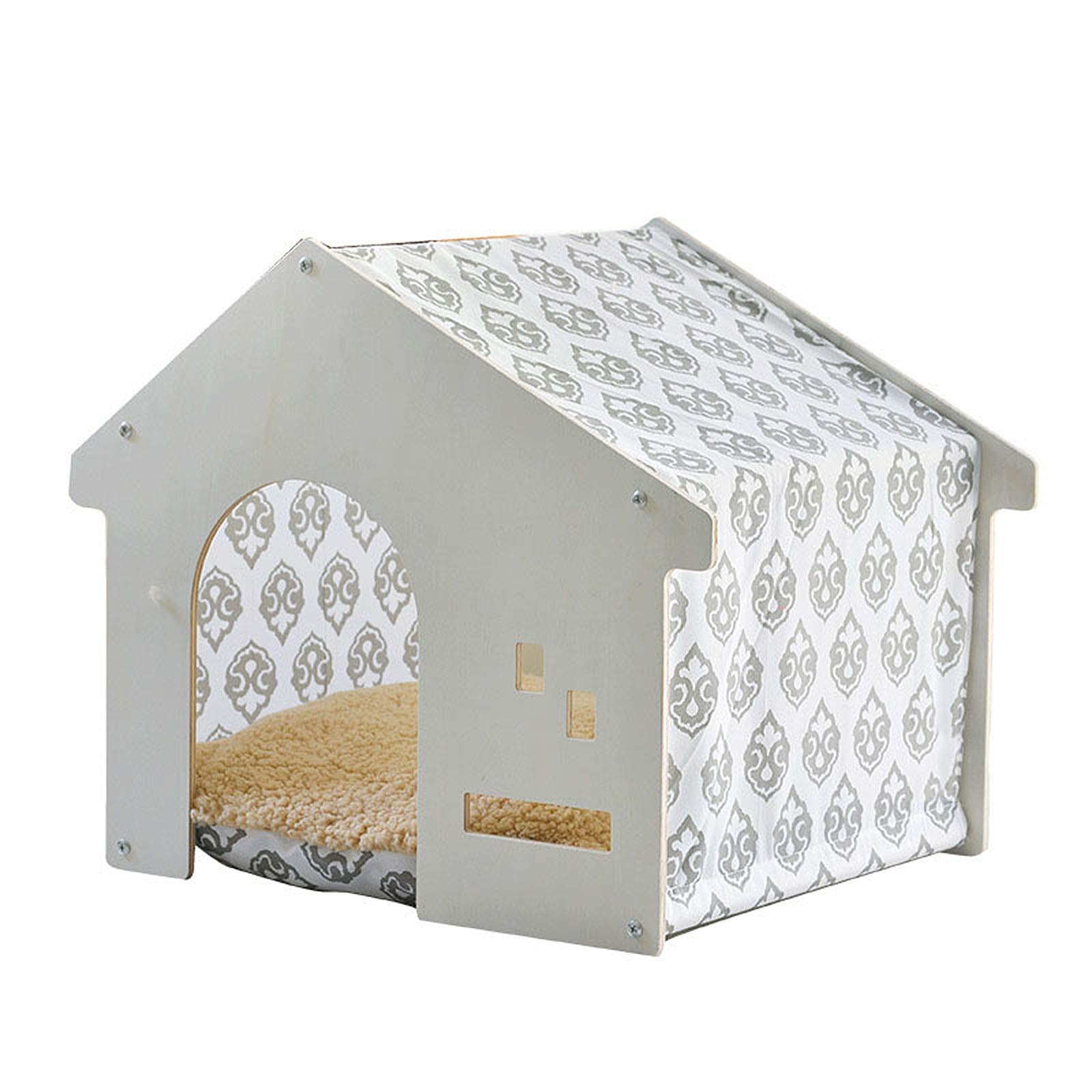 Lit tente pour chat et petit chien 60x47x50cm avec coussin amovible lavable en microfibre