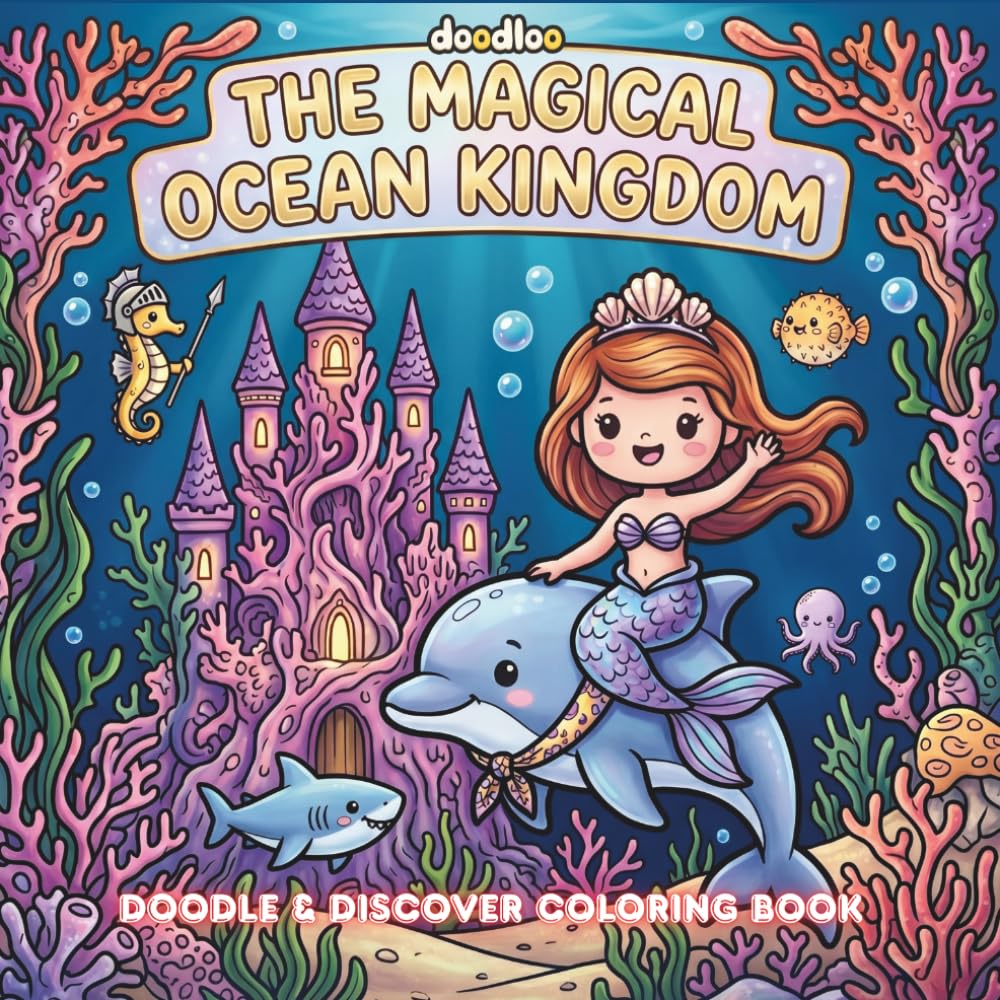 The Magical Ocean Kingdom: A Doodle & Discover Coloring Book for Teens and Adults: Mermaids, Underwater Castles & Colorful Sea Creatures — Stress ... Book with 45 Unique Ocean Illustrations