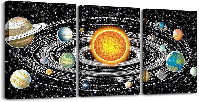 jejeloiu Solar System Canvas Wall Art 12"x16"x3pcs