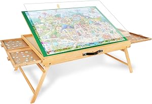 ALL4JIG 1500PCS Portable Puzzle Table with Legs, Adjustable Jigsaw Puzzle Board with 4 Drawers & Cover, 3-Tilting-Angle Jigsaw Puzzle Table for Adults
