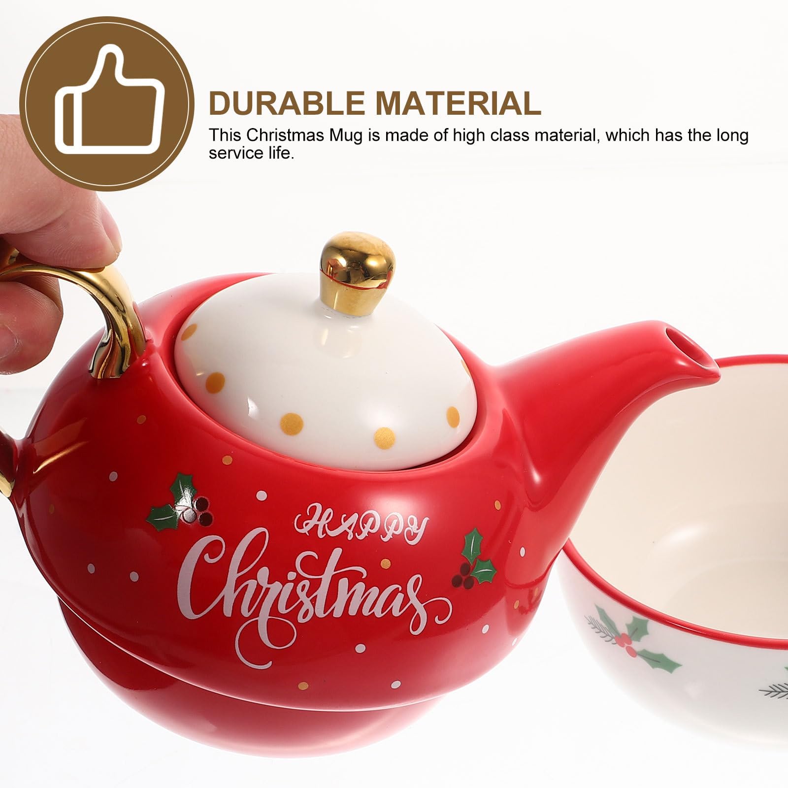 VALICLUD Tasse und Untertasse aus Keramik Weihnachts Geschenkset mit Henkel Rund Dekorativ für Weihnachten und Geschenk
