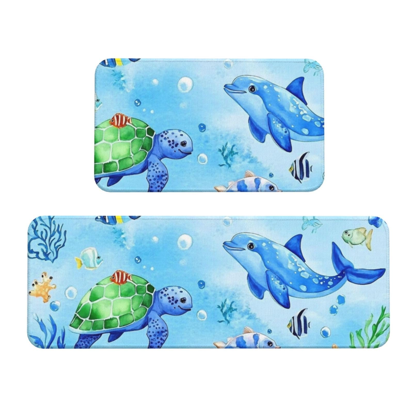 Tapetes de cocina antideslizantes The Magic Of The Ocean, juego de 2 alfombras acolchadas lavables