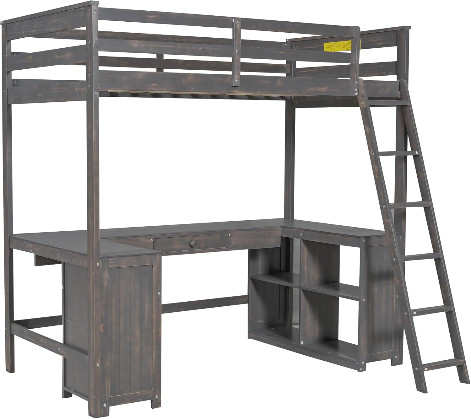 Front view of the assembled Merax Twin Loft Bed