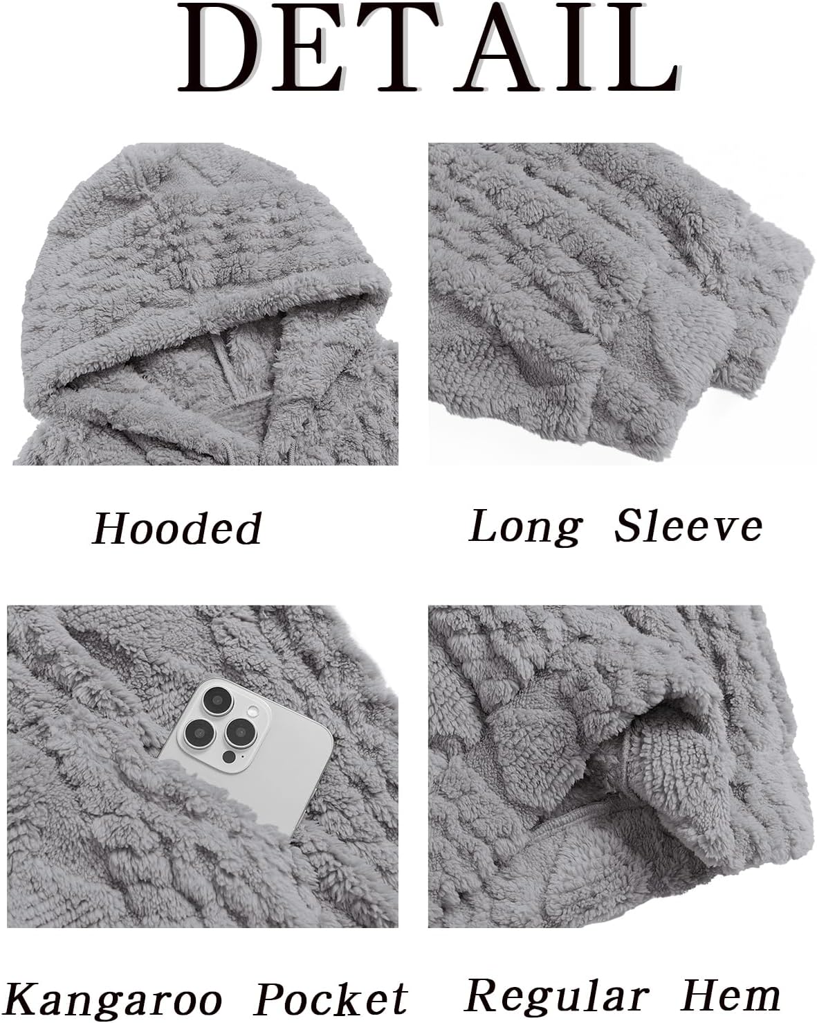 Runcati Mens Fuzzy Sherpa Hoodie Pullover Sweatshirts Long Sleeve Front Pocket Fall Winter Hooded Textured Outwear - Image 6