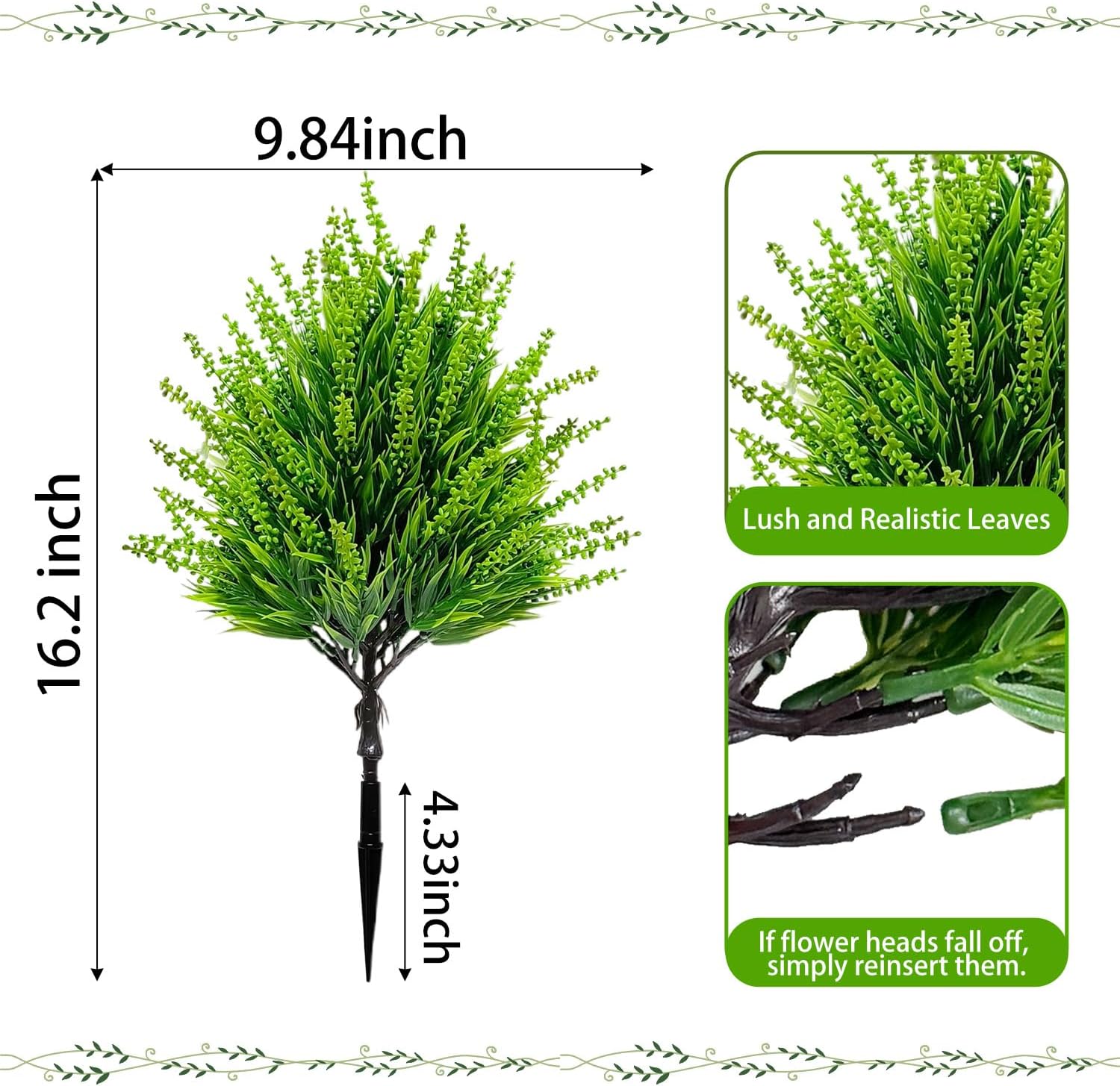4 Pack Artificial Boxwood Bushes Topiary Ball Trees 16.2" with Lavender, UV Resistant Faux Outdoor Plants with Stakes, Small Fake Shrubs for Porch Planters Garden Spring Decor-Green