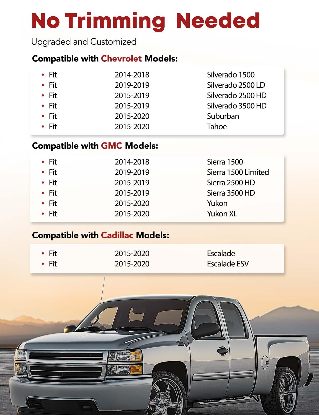 YHTAUTO Floor Mats Fit Chevy GMC Cadillac Models-Silverado Suburban Tahoe Sierra Yukon Escalade TPE All Weather Car Mats — view 2