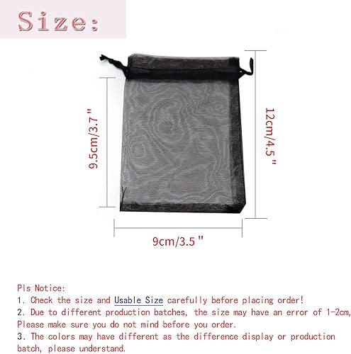 Miniatura 132 de Dealglad 100pcs Drawstring Organza bolsas de joyería caramelo para fiestas, casamientos, regalos Negro