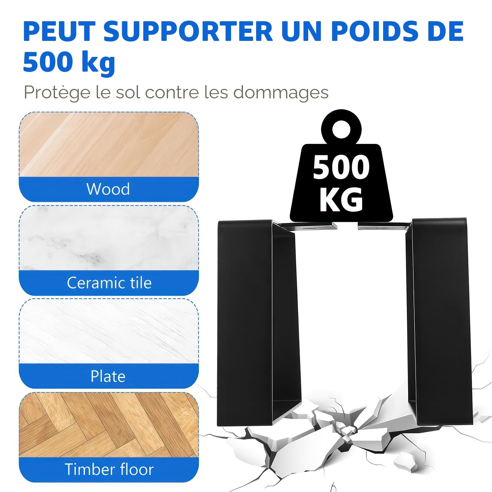 2 Pièces Pied de Meuble Trapézoïdaux, 15,2 cm Pied de Table, Pieds de Meubles, Pied de Table Metal, Pied Canapé, Pieds Meuble Cuisine Noir pour Armoires Meubles Table(15,2cm)
