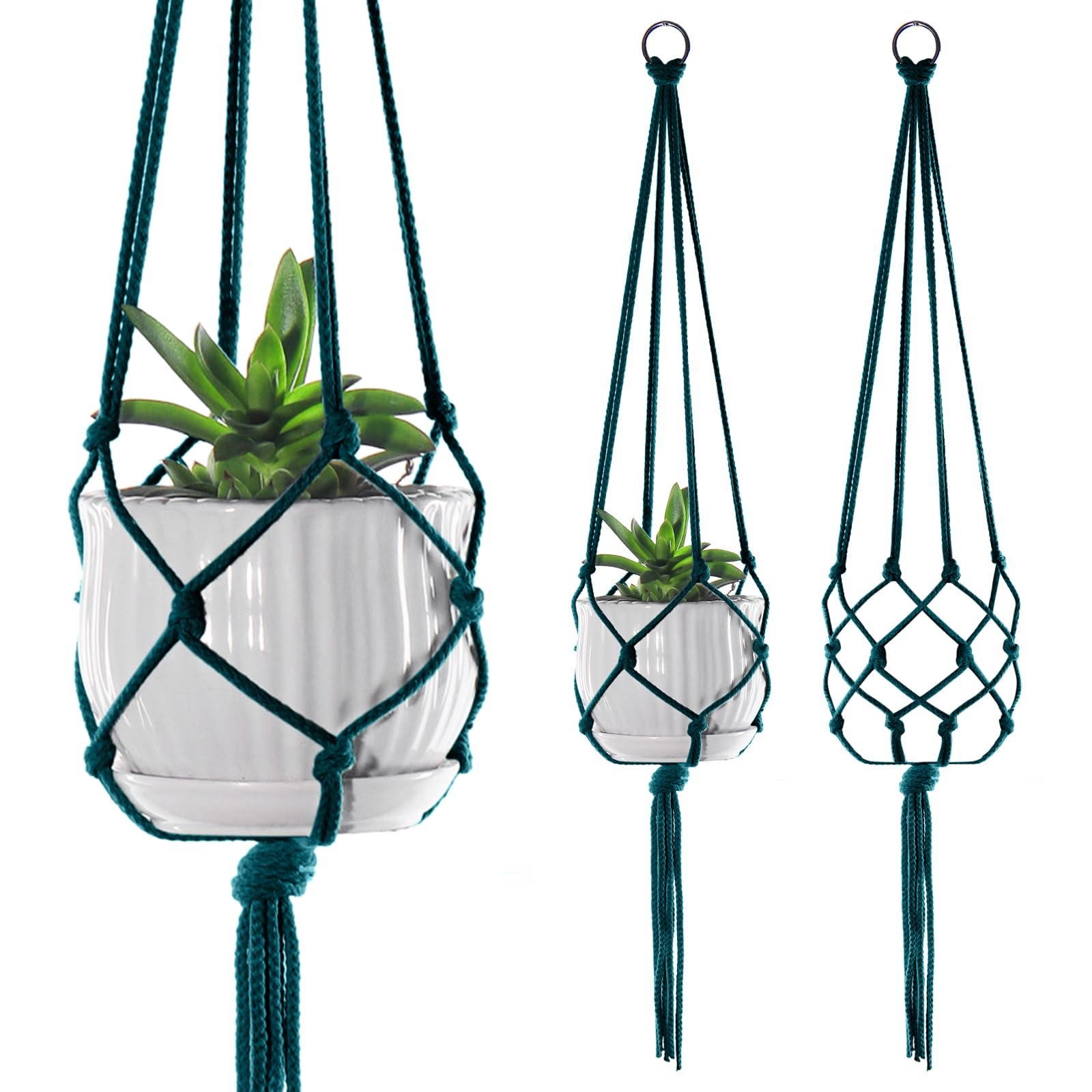 Update 2 Pack 41 Inches Large Plant Hanger Macrame Rope to Hang Flower Pot Plant Holder for Indoor Outdoor Decorations (Green-1)
