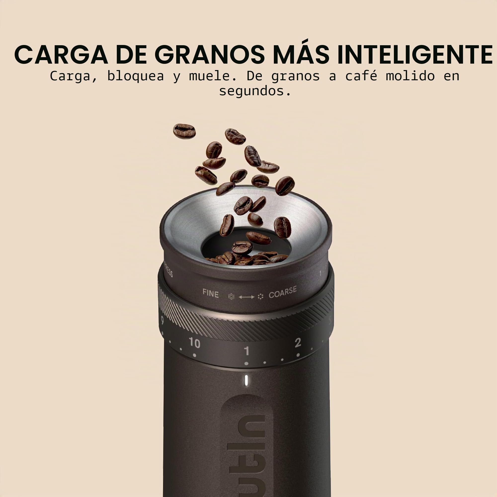OutIn Fino Molinillo de café eléctrico portátil con OutIn Soporte universal para café (con base de corcho)