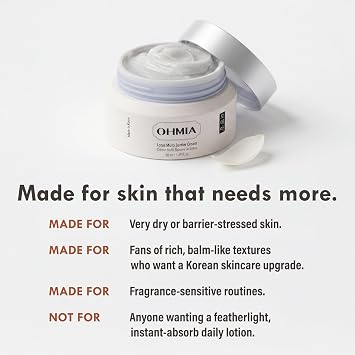 Korean Moisturizer for Face - Lotus Multi Barrier Cream for Dry & Sensitive Skin, Fragrance-Free K- Beauty Face Cream with Niacinamide, Rice & Centella, Clinically Tested, 1.69 fl oz