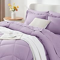 Vista 9 de CozyLux Juego de edredón tamaño Queen en color Lavanda Claro - Ropa de cama en una bolsa tamaño Queen de 7 piezas, juego de cama de lavanda suave
