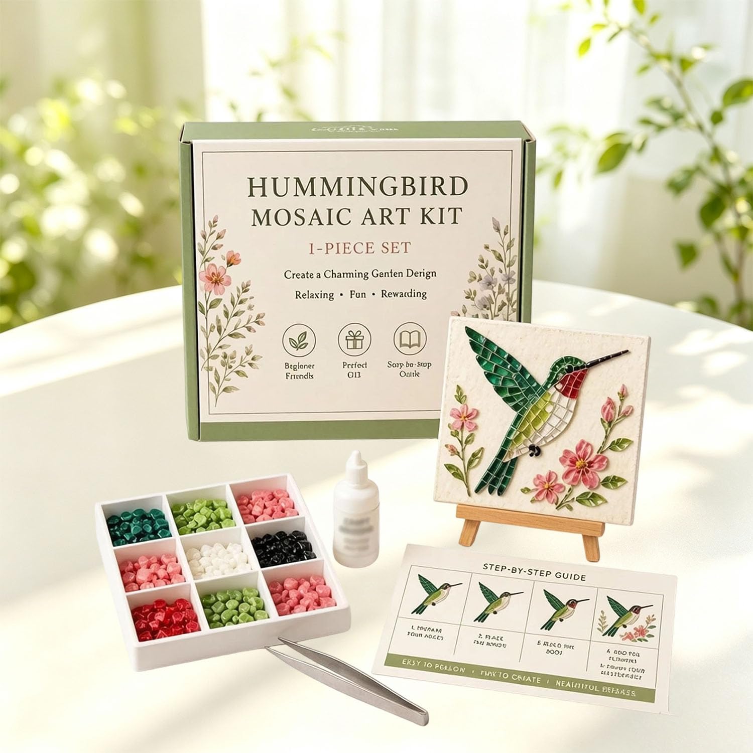 Watering Can Mosaic Art Kit, Insect & Flower DIY Mosaic Craft Kits for Adults Kids Beginner, Creative Relaxing Handmade Home Decor Gift (#1)