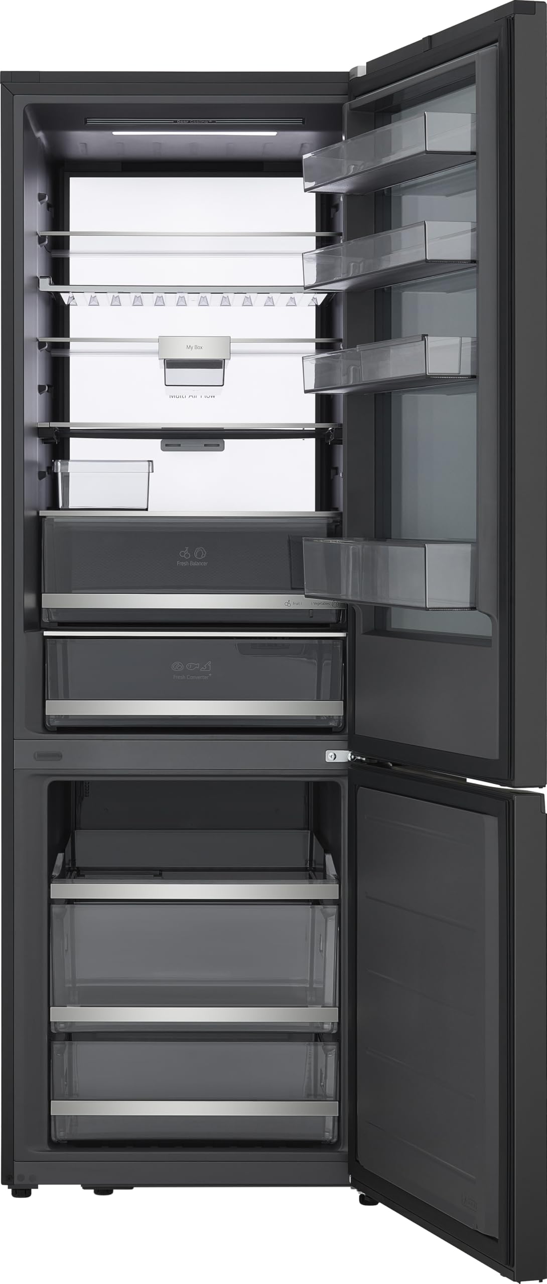 LG GBGW92GCEV Fit&Max Kühl-/Gefrierkombination (465 L, Energieklasse C) vollintegrierbar oder freistehend mit InstaView, FRESHConverter+, Total No Frost, MyBox, Schwarz