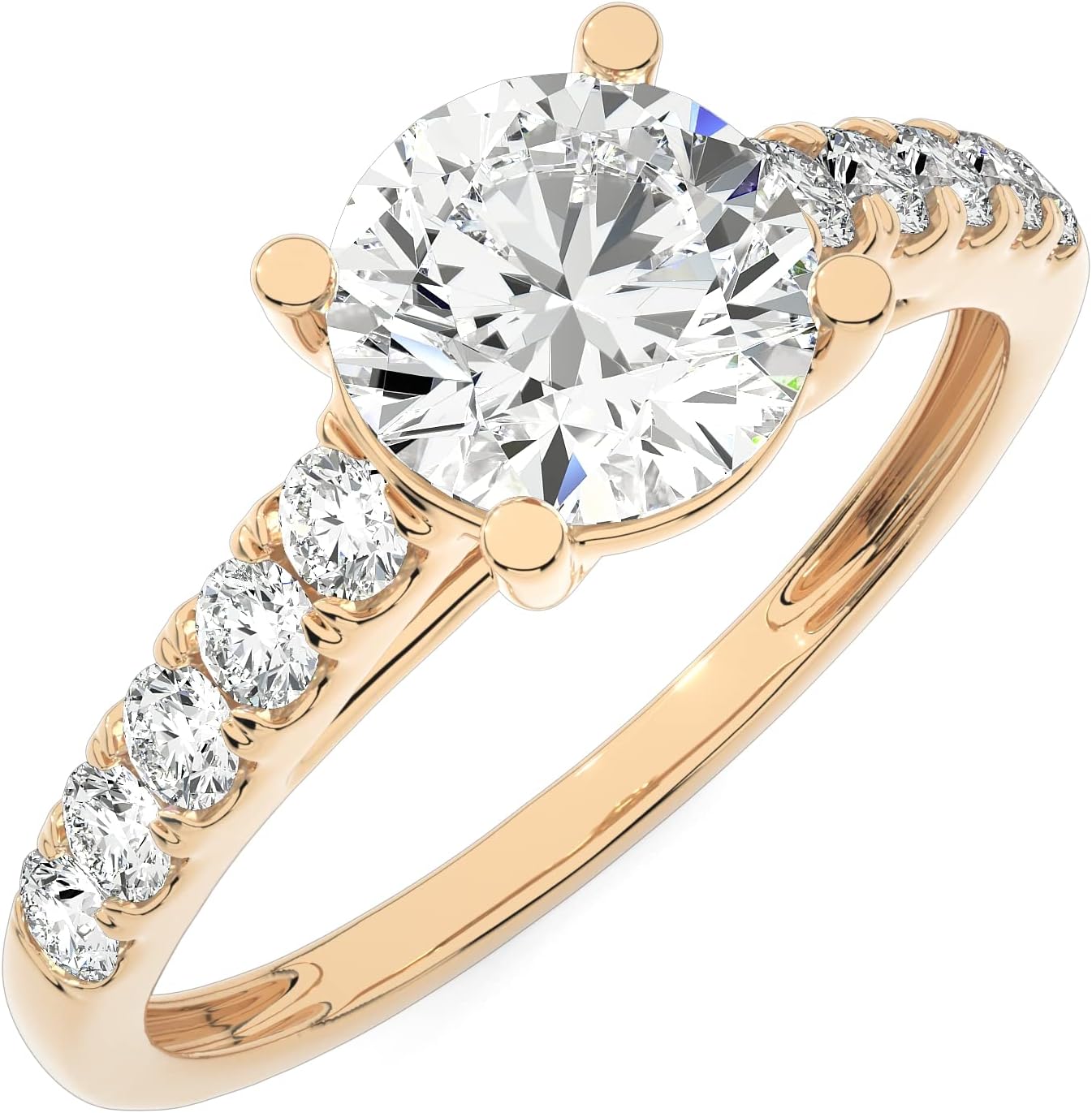Buy Jewels 10k Solid Gold 1ct Center Moissanite Round 6.5 mm Engagement Ring For Women G-H Color VVS1 Quality