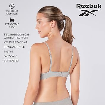 Reebok Justine Women's Crop Top | Bras for Women Made with Stretch Cotton | Cropped Low-Impact Sports Bras Women with Removable Pad in 3 Colours