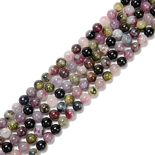 JM Design Granos redondos lisos de turmalina multicolor de alto grado de 0.236 in 15.5 '' para la fabricación de joyas