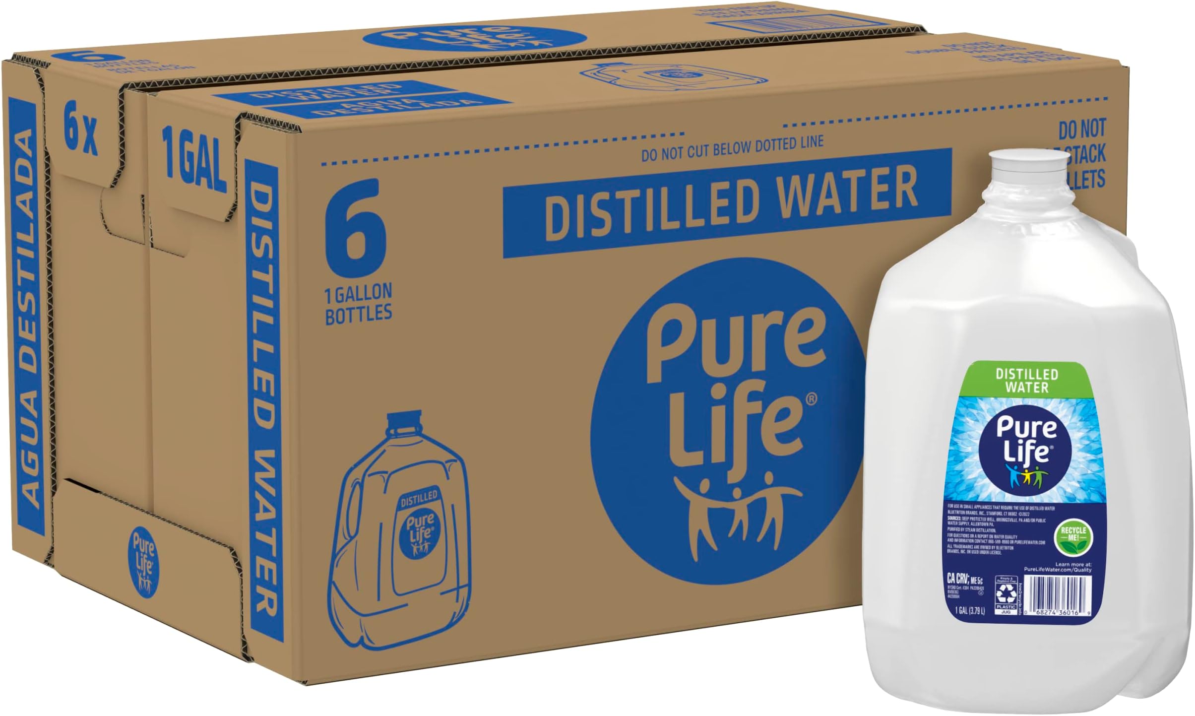 Pure Life Distilled Water (1 Gallon Bottles - Case of 6 (6 Gallons))