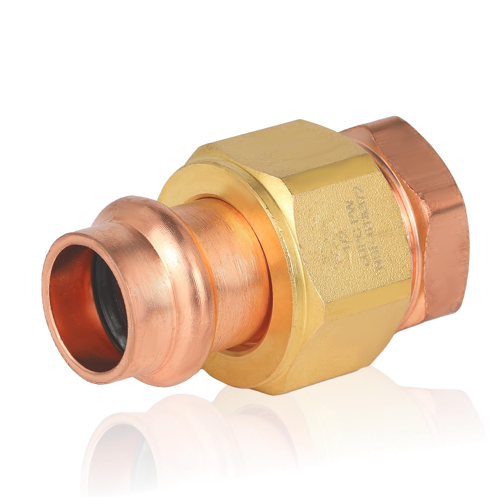 (Paquete de 1) Conectores de unión de Cobre a presión GUOFIS, 1" a presión x 1" Hembra (FPT), unión LF de Cobre a presión Hembra (PRESS076)