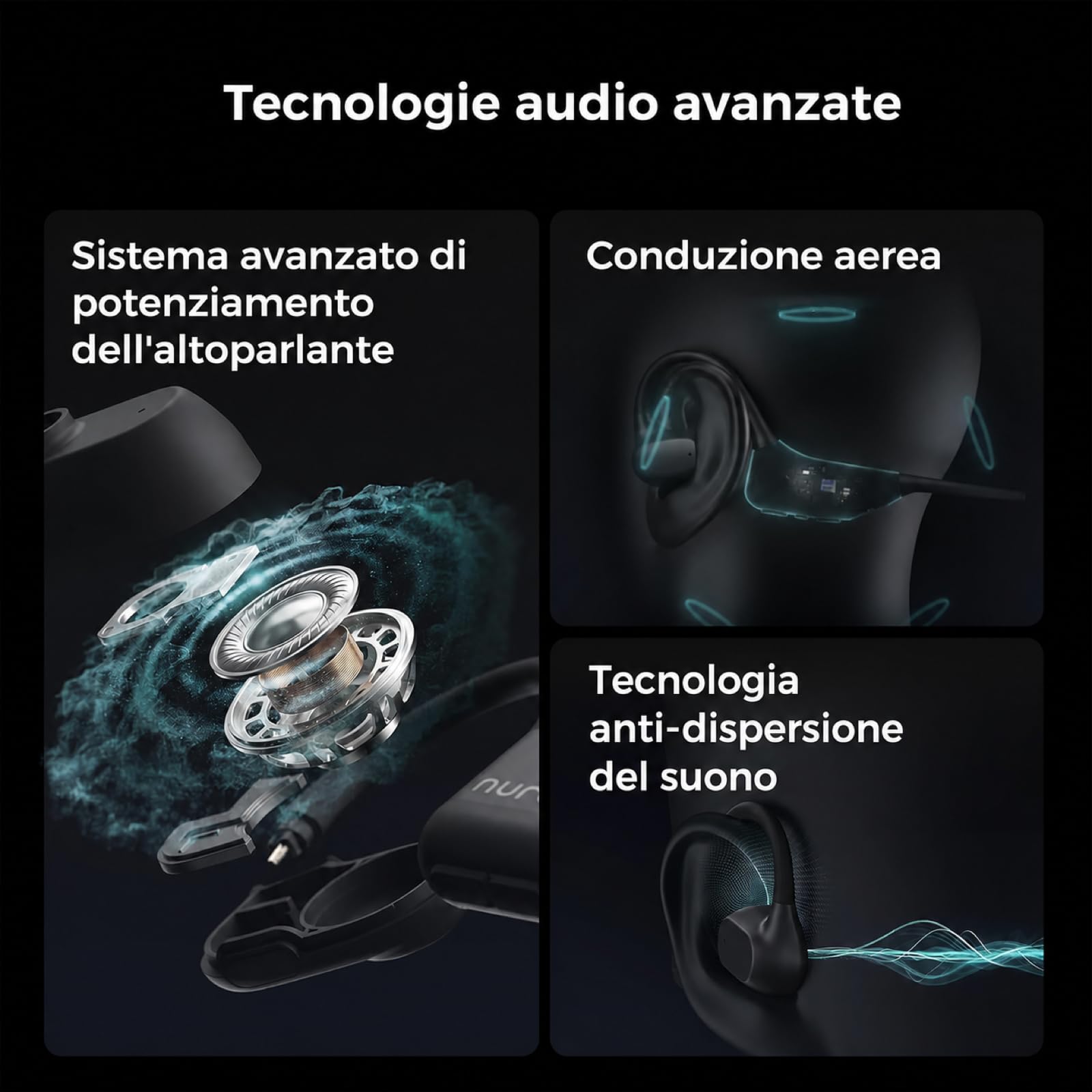 Nuroum OpenEar Pro 2 Cuffie Bluetooth 5.4 con Microfono, Cancellazione del Rumore ENC/Funzione Silenziosa/Connessione Multipoint/15 Ore Durata, Cuffie Wireless per Ufficio/Casa/Chiamate/Guidare, Nero