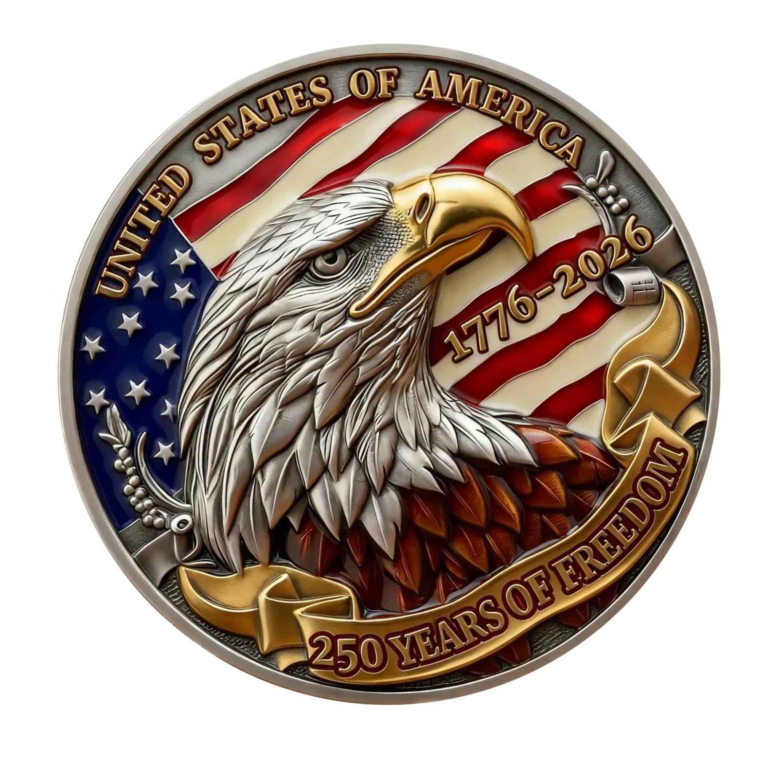 Shurhome America Anniversary Collectible Coin Celebrating 250 Years of Freedoms Commemorative Medals for Valuable Collections US Collectible Medals