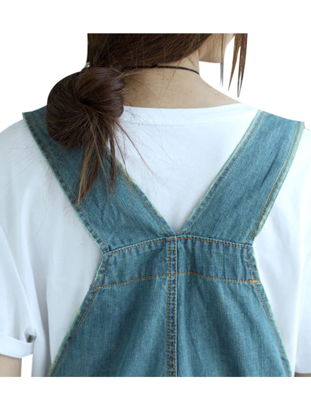 Youlee Femmes Été Lettre imprimée Pantalon cinquième Denim salopettes