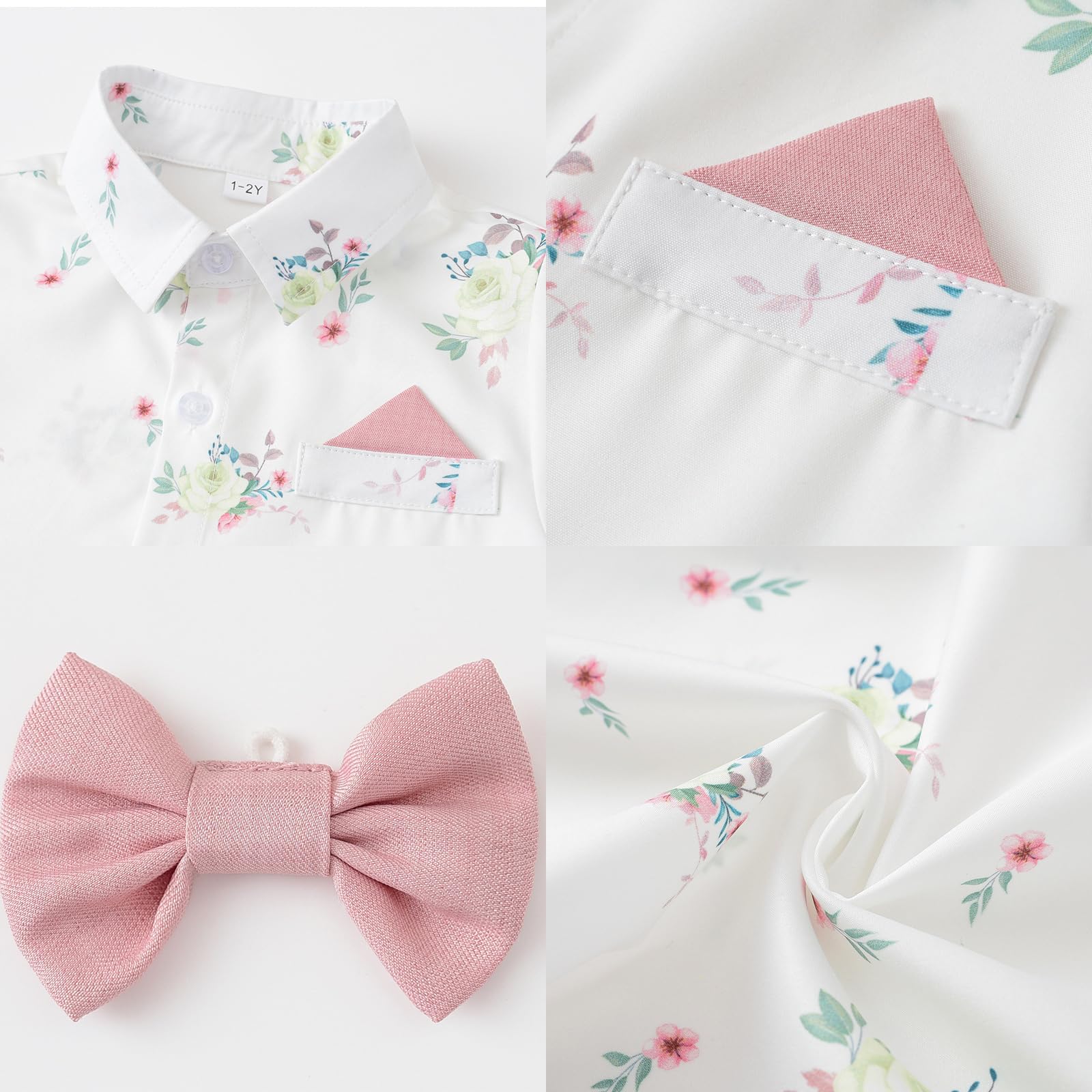 Ensemble de costume formel pour garçon - Chemise à manches longues avec nœud papillon et porte-jarretelles - Costume de mariage pour garçon