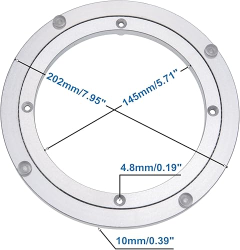 Miniatura 4 de Placa giratoria de aluminio resistente Lazy Susan con rodamiento giratorio para mesa de comedor (8 pulgadas)