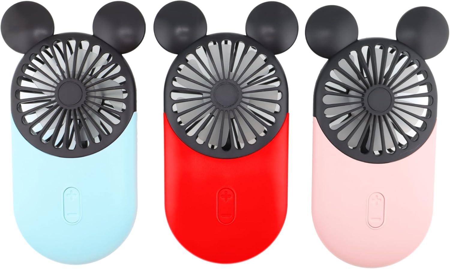 Cute Handheld Mini USB Fan, Rechargeable Portable Fan, 3 Adjustable Speeds and Wearable Accessories, Pocket Size for Indoor Or Outdoor Activities, 2 Pack (Red+Blue)