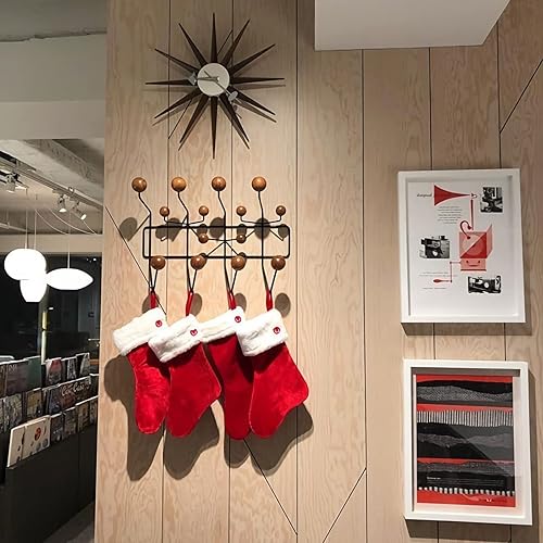 Miniatura 5 de SHISEDECO Perchero clásico Hang it All, ganchos modernos de mediados de siglo para montar en la pared con bolas de madera maciza pintadas de nogal