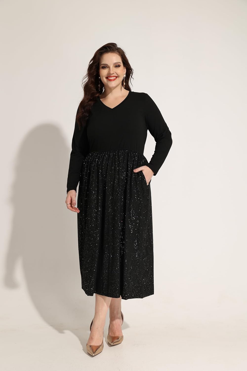 RITERA Plus Size Dresses for Curvy Women Long Sleeve Dress High Waisted Fall Winter Flowy Casual Dress XL-5XL - Image 2