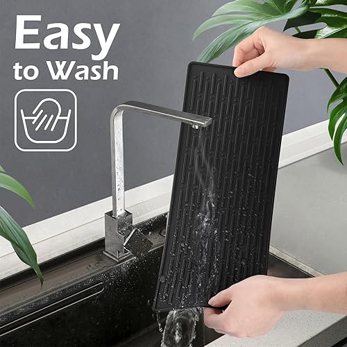 Miniatura 4 de Tapete para secar platos, tapete de silicona resistente al calor para encimera de cocina, tapete antideslizante para secar platos, apto para