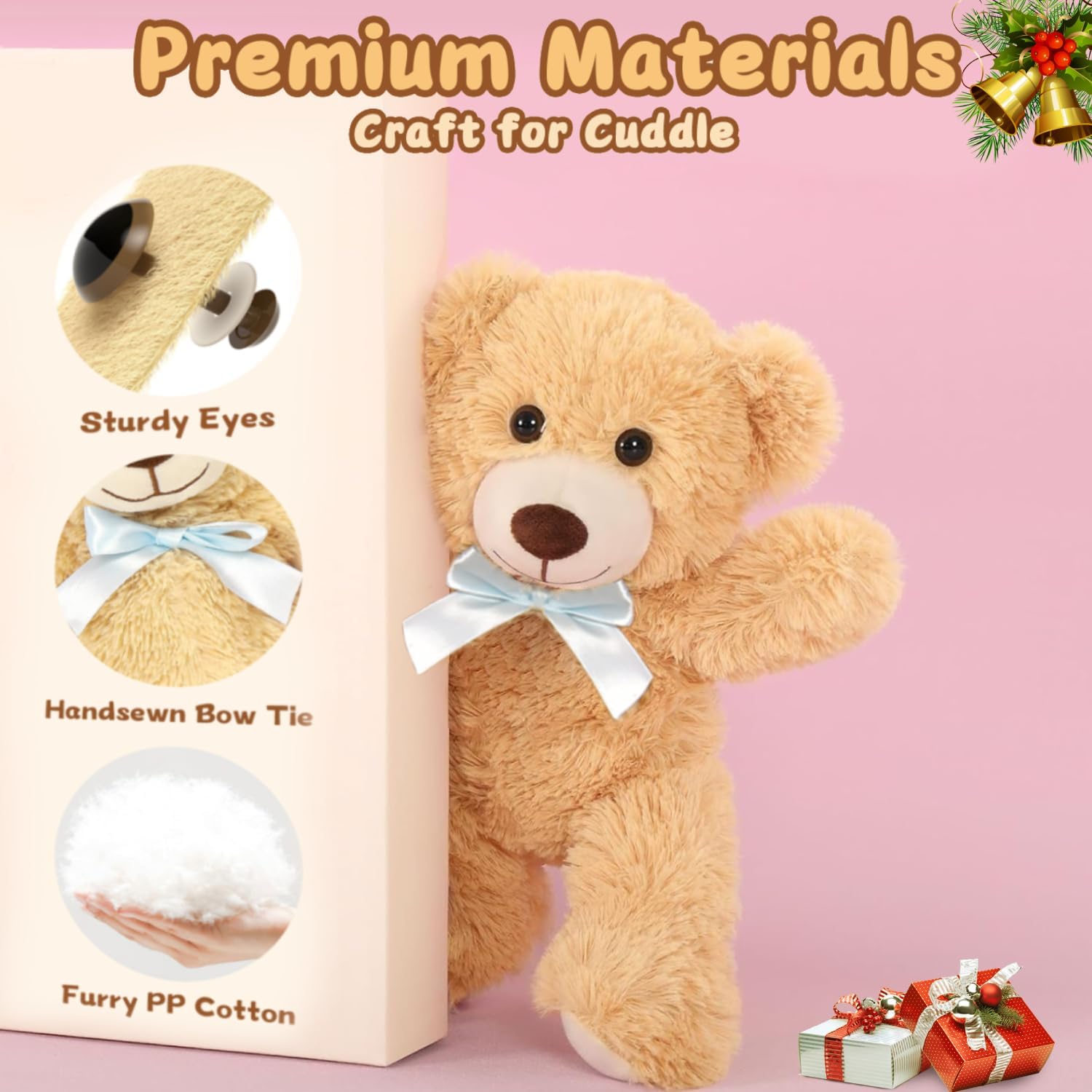 MorisMos 10-Pack Teddy Bear Bulk for Baby Shower,14-inch Small Teddy Bear Stuffed Animal Plush Toy,Soft Bulk Stuffed Animal Wholesale for Baby Shower Centerpiece Decoration Birthday Party Favors,Brown