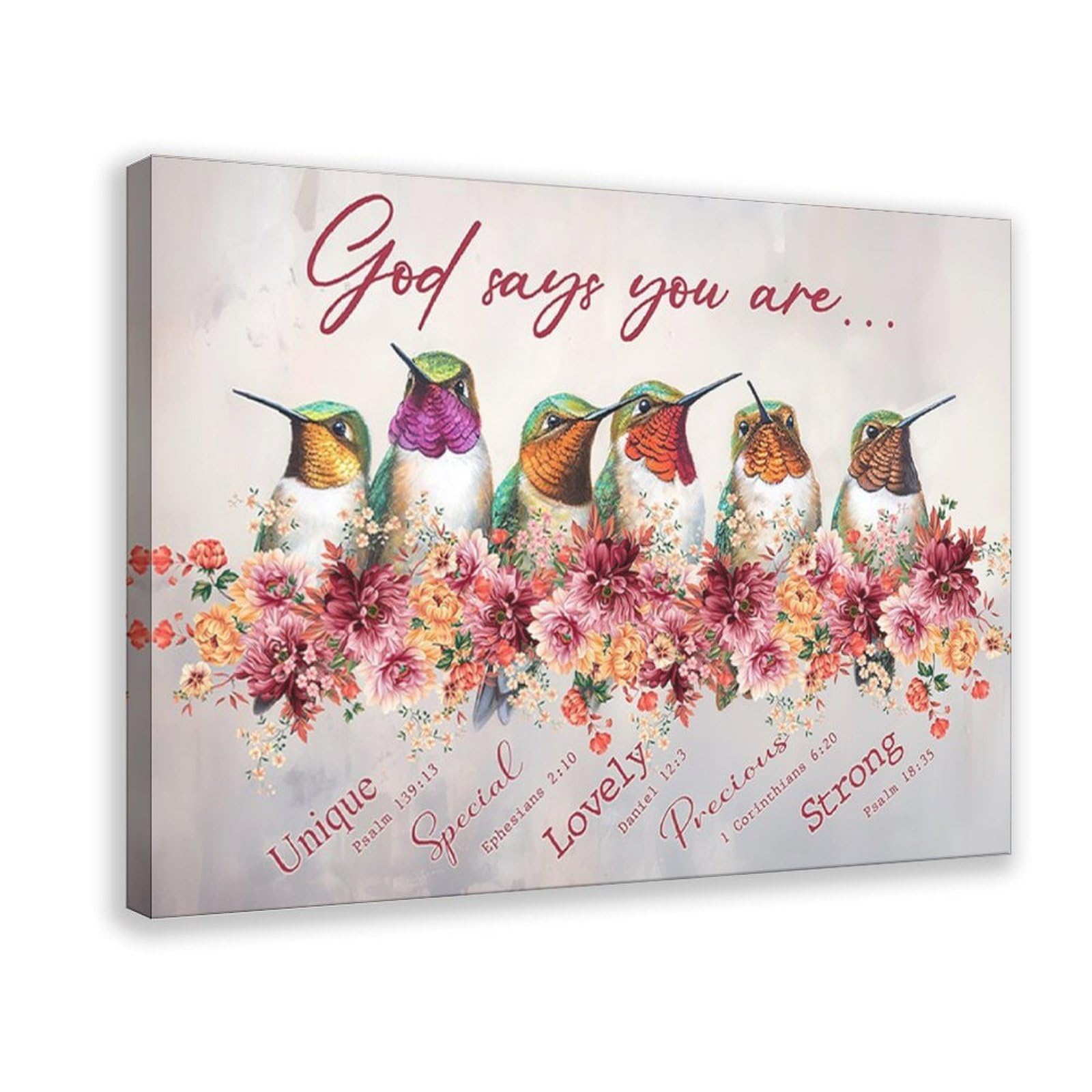 Bareronor Vintage Hummingbird Canvas Poster Bedroom Decor Landscape Office Room Decor Gift 16" L X 24" W