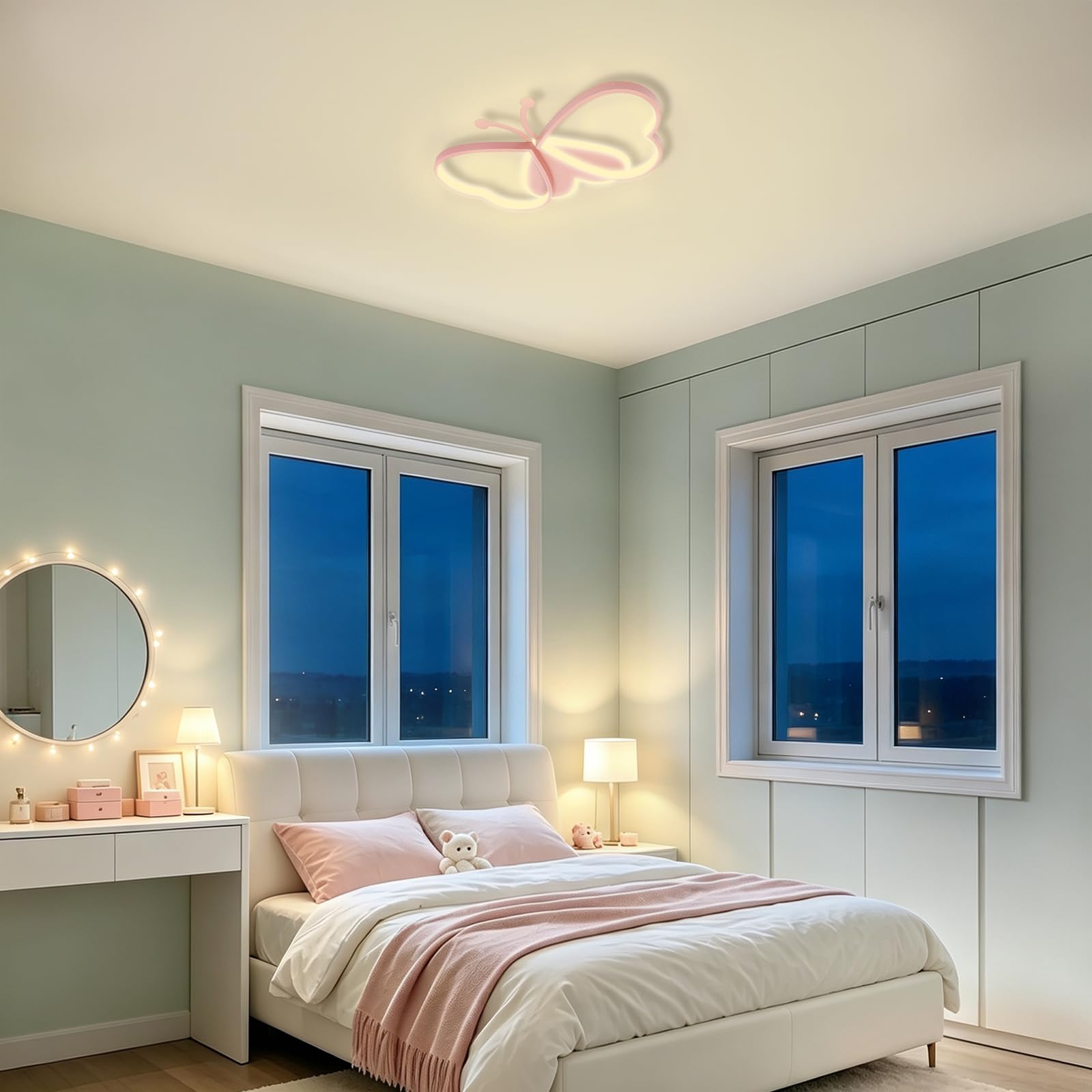 Lámpara de techo LED, lámpara de techo de mariposa 80 W, 3 colores, color