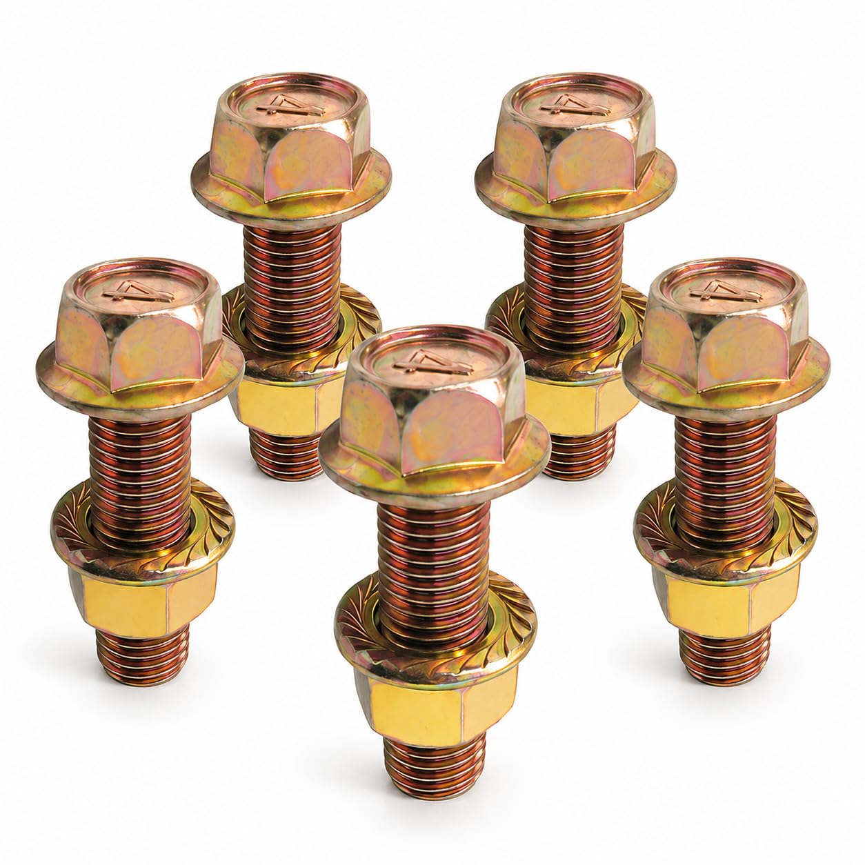 5 Sets M10-1.25 Exhaust Bolts & Flange Nuts for Honda Toyota | for Honda Accord, Civic, Odyssey, for Acura and Toyota; includes M10-1.25 x 33mm bolts and serrated flange nuts.